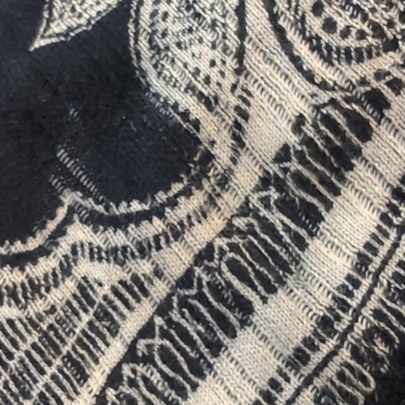 Vintage Chicos Damask Modal Cardigan Open Flyaway Front Short Sleeve Ribbed Knit - Picture 13 of 17